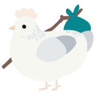 A white and mist chicken with a neck-speckle pattern