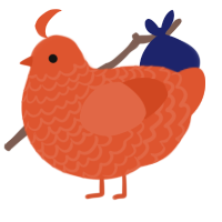 A vermilion chicken with a lace pattern