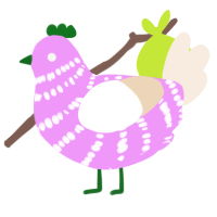 A lavender and cream chicken with a bar pattern