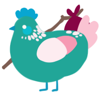 A turquoise and rose chicken with a neck-speckle pattern