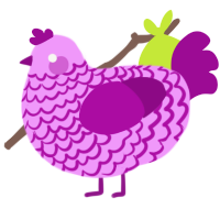 A lavender and plum chicken with a lace pattern