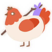 A cream and vermilion chicken with a head pattern
