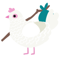 A white chicken with a lace pattern