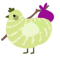 A lemon and apple chicken with a bar pattern