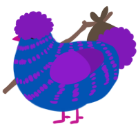 A ultramarine and violet chicken with a bar pattern