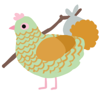 A gluppy and orange chicken with a lace pattern