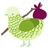 A apple and chartreuse chicken with a lace pattern