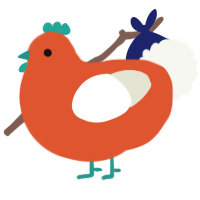 A vermilion and white chicken