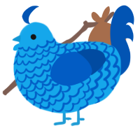 A sky and ultramarine chicken with a lace pattern