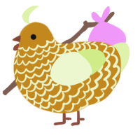 A ochre and apple chicken with a lace pattern