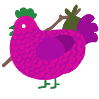 A fuchsia and plum chicken with a lace pattern