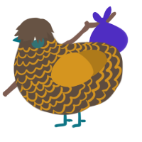 woven, a bark and ochre chicken with a lace pattern