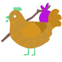 A gold and ochre chicken with a bar pattern