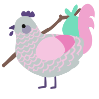 A silver and pink chicken with a lace pattern