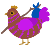 A russet and amethyst chicken with a bar pattern