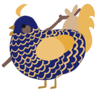 A navy and honey chicken with a lace pattern