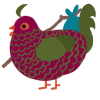 A maroon and olive chicken with a lace pattern