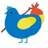 A sapphire and yellow chicken