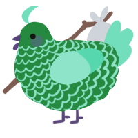 A viridian and mint chicken with a lace pattern