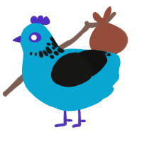 A cerulean and black chicken with a neck-speckle pattern