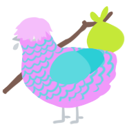 A lavender and aqua chicken with a lace pattern