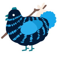 A tumblr and sky chicken with a bar pattern