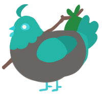 A grey and turquoise chicken with a head pattern