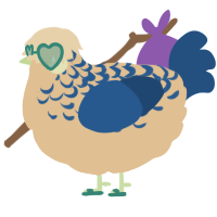 A beige and ultramarine chicken with a half-lace pattern