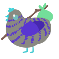 A ash and indigo chicken with a bar pattern