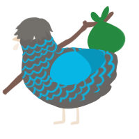 A grey and cerulean chicken with a lace pattern