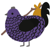 A overcast and black chicken with a lace pattern