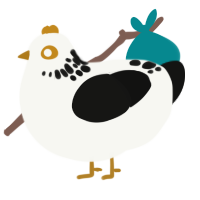 A white and black chicken with a neck-speckle pattern