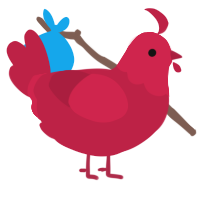 A crimson chicken with a head pattern