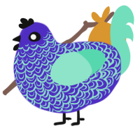 A indigo and mint chicken with a double-lace pattern