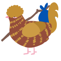 A russet and gold chicken with a bar pattern