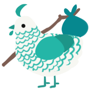 A white and turquoise chicken with a lace pattern