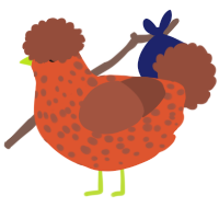 A vermilion and russet chicken with a speckle pattern