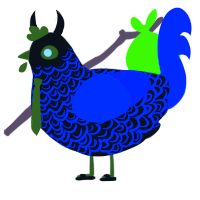 Midnight Moss, a black and ultramarine chicken with a double-lace pattern