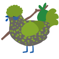 A grey and chartreuse chicken with a speckle pattern