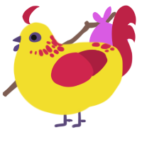ketchard, a yellow and crimson chicken with a neck-speckle pattern