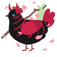 A sable and crimson chicken with a half-bar pattern