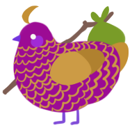 A plum and gold chicken with a lace pattern