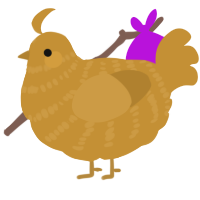 A gold chicken with a bar pattern