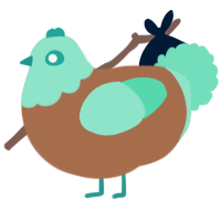 A brown and mint chicken with a head pattern