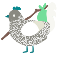 A ash and white chicken with a double-lace pattern