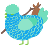 A sky and mint chicken with a lace pattern