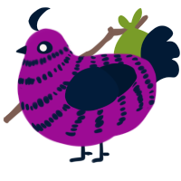Euclid, a plum and tumblr chicken with a bar pattern