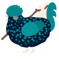 A tumblr and teal chicken with a speckle pattern
