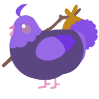 A overcast and blurple chicken with a head pattern