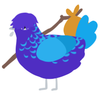 A indigo and sky chicken with a half-lace pattern
